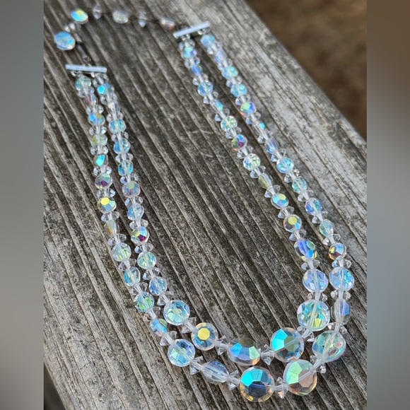 🤩 Rare Aurora Borealis AB Double Strand Necklace - Picture 3 of 4